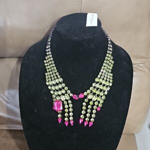 Betsey Johnson Pink and Green Necklace